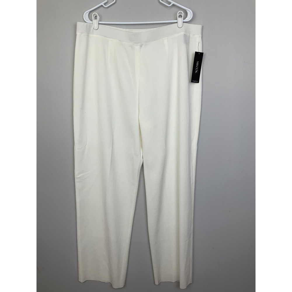 NWT MISOOK Sz 2X White Straight Leg Acrylic Knit Pull On Pants